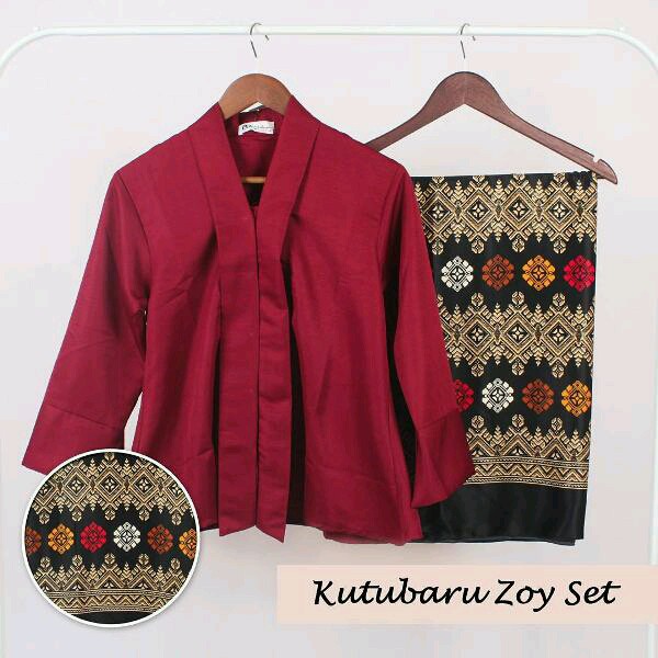 Stelan Atasan Kebaya Rennata Blouse Dan Rok Lilit Maxi Batik Wanita