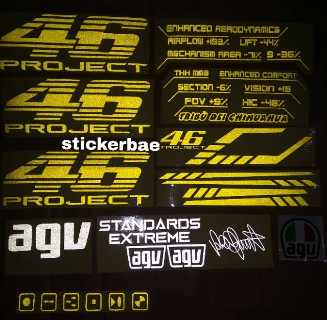 STICKER HELM 46 PROJECT CUTTING SET NYALA JIKA TERKENA CAHAYA