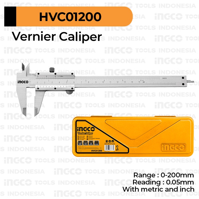 

Vernier Caliper (200 mm) INGCO HVC01200 - Penggaris Sigmat Jangka Sorong Sikmat