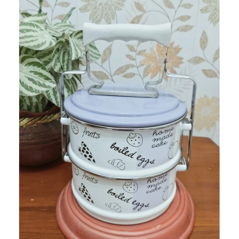 Rantang enamel 2 susun D 16cm Ori Chefina