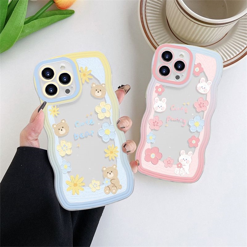 Soft Case Silikon Transparan Motif Beruang Untuk iPhone 14 13 12 11 Pro Max X Xr Xs Max 8 7 6 6s Plus