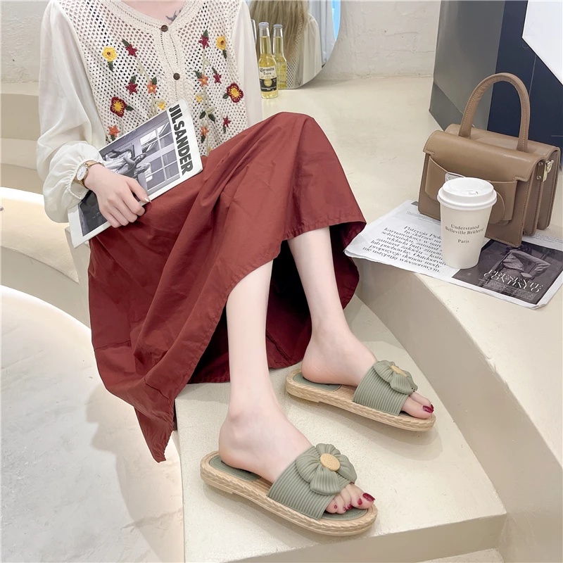 Sandal Slop Sendal Wanita Sandal Flat Motif Pita Sandal Fashion MALL SHOPPING