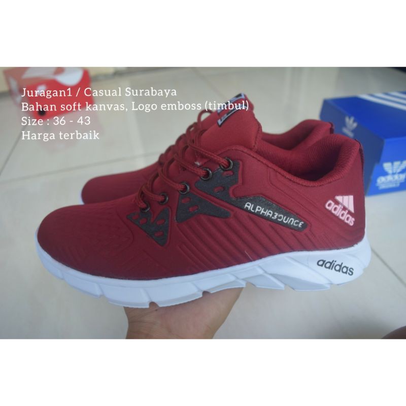 HARGA TERBAIK !!! Adidas Alpabon Merah Maroon - Pria Wanita