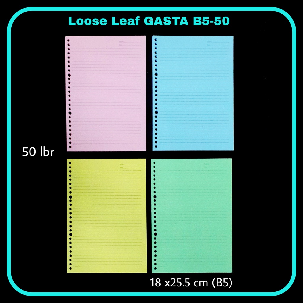 

MJ Loose Leaf GASTA B5-50 70gr Warna / Loose Leaf / Kertas Binder