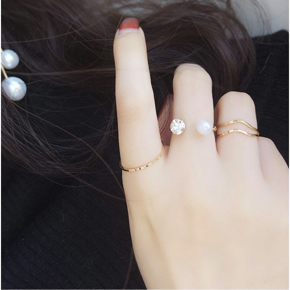 4pcs / set Cincin Mutiara Imitasi Untuk Wanita