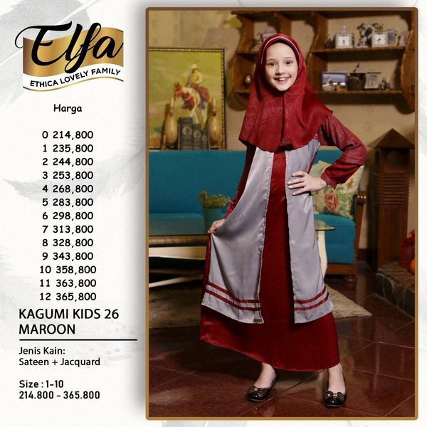 KAGUMI KIDS 26 MAROON // GAMIS ANAK ETHICA