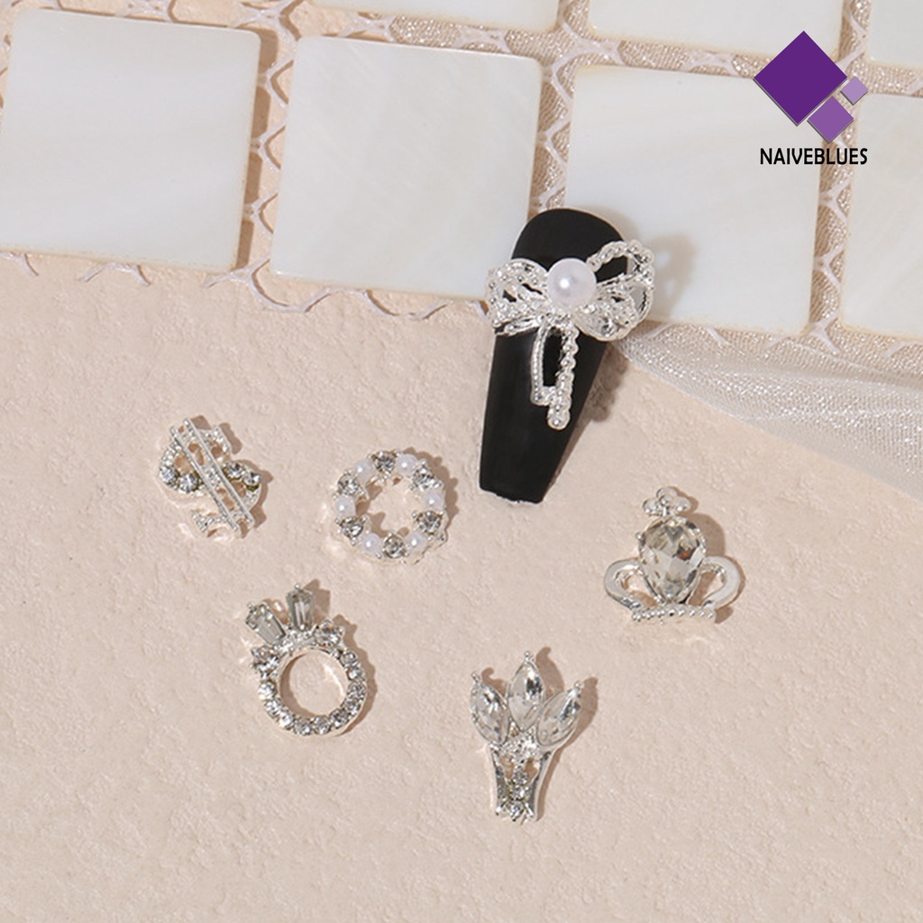 20pcs Ornamen Kuku Bentuk Hati Pita Bahan Alloy Tahan Karat Untuk Perlengkapan Kecantikan