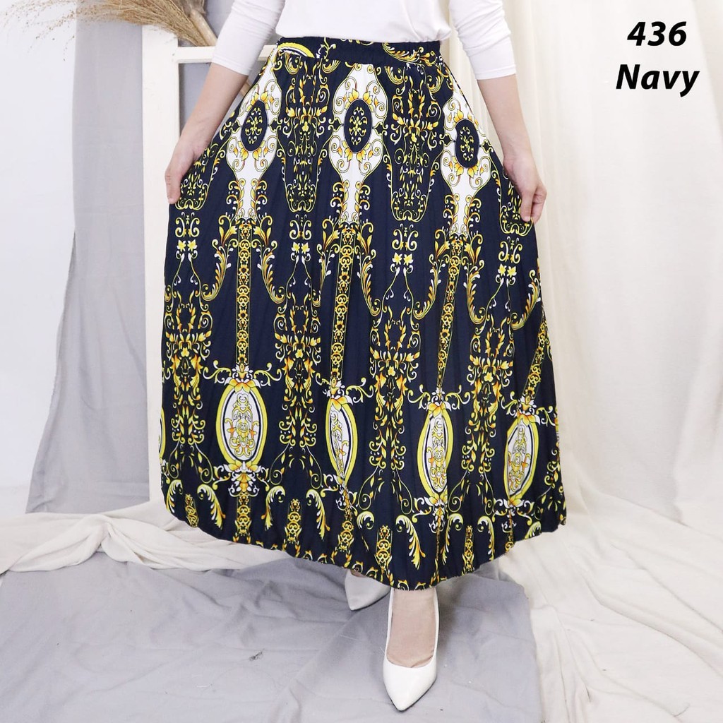 ROK PLISKET PRINTING 436 LUVALINE ROK PLISKET PANJANG PLEATED SKIRT FLARE SKIRT MAYUNG FLOWY REMPEL