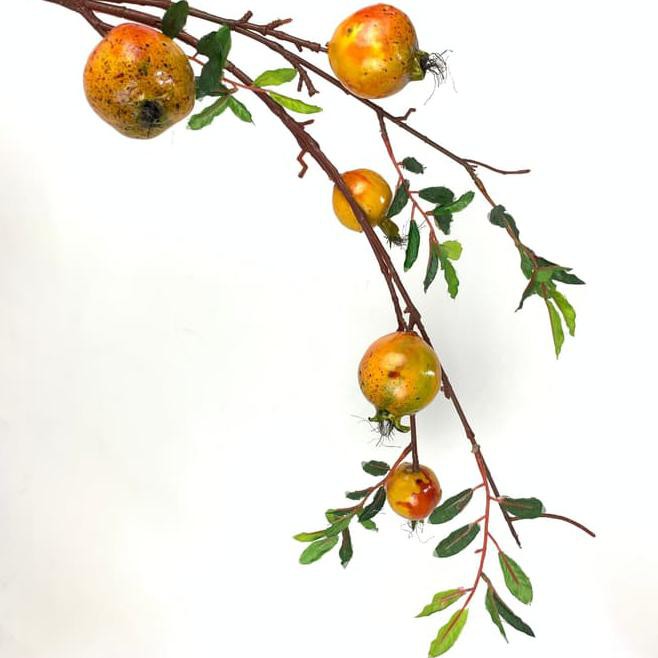 ♛ BARU TANAMAN PALSU HIAS♛ BUAH 5 KEPALA / BUAH DELIMA - ORANGE / BUNGA PLASTIK / DAUN PLASTIK