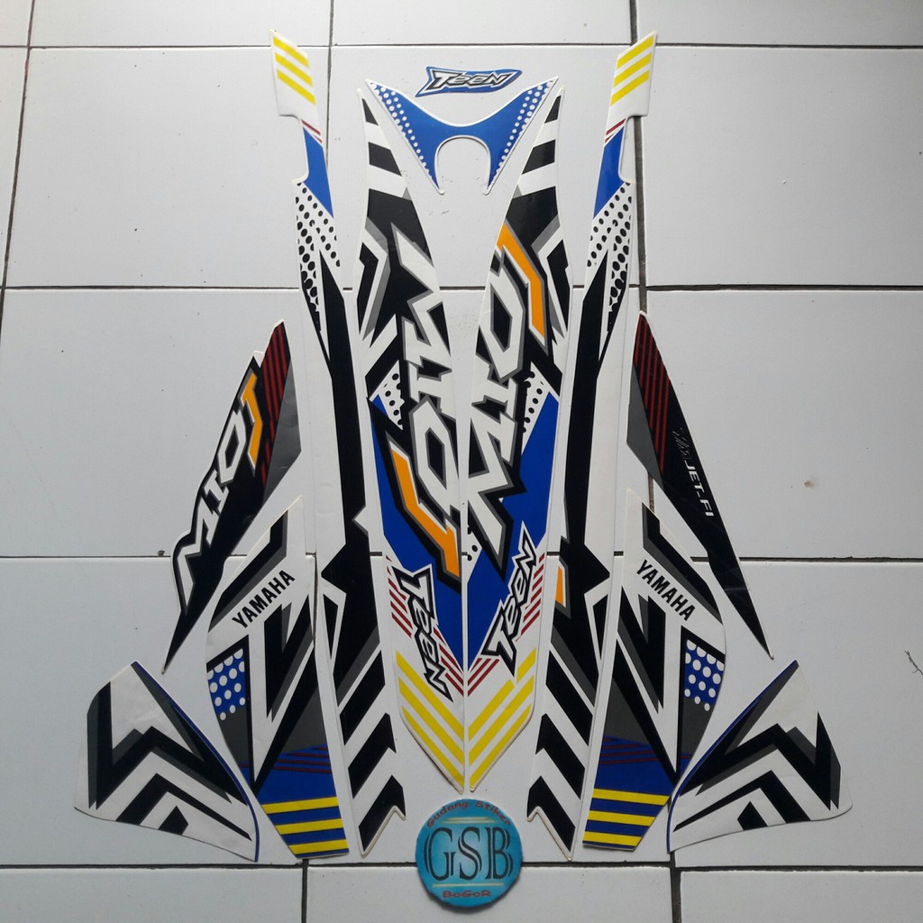 stiker motor yamaha mio j teen 2013 putih-biru