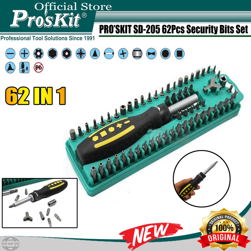 Pro'sKit - Obeng Set Ratchet Pro'sKit SD-205 62 In 1 Original