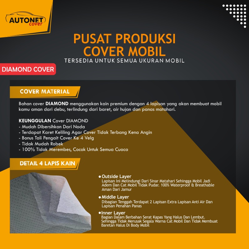 Cover Mobil Outdoor 4 Layer  Lapis Diamond Cover 100% Waterproof