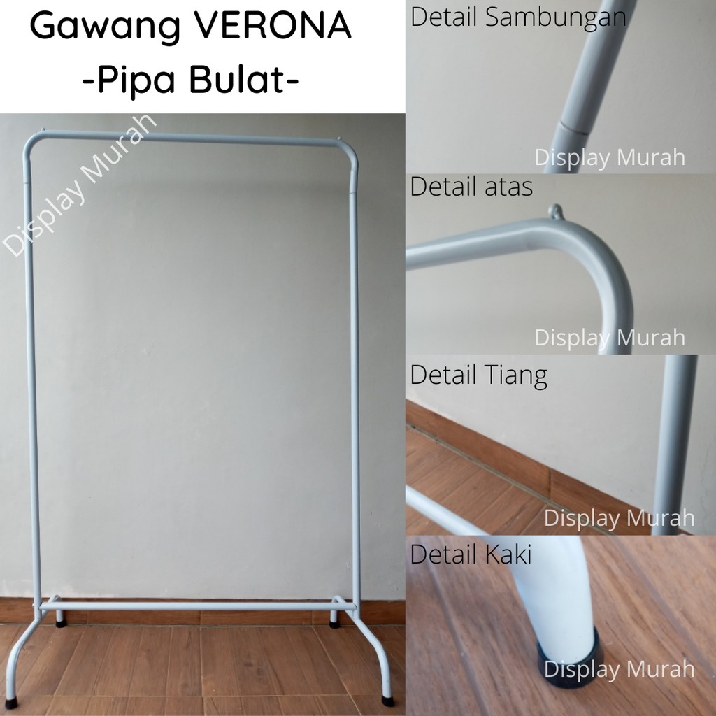 Gawang Baju VERONA Pipa Bulat Oval Putih / Hitam Stand Gawangan Rak Hanger Baju Display Pakaian- BH