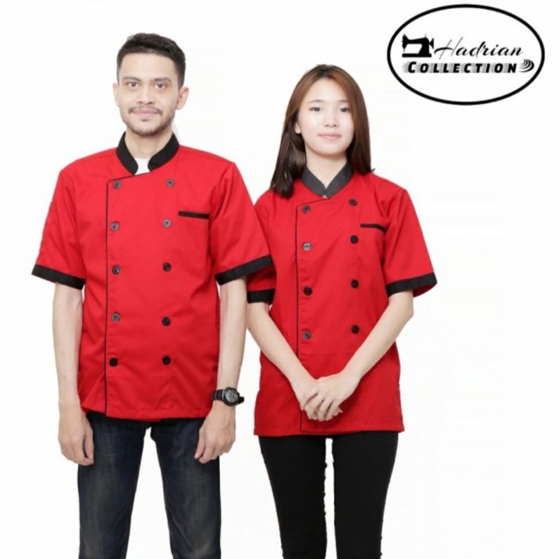 Baju koki Baju Chef Seragam Koki profesional Pria wanita ( unisex ) Bisa Custom Warna ,Bordir Nama dan Logo