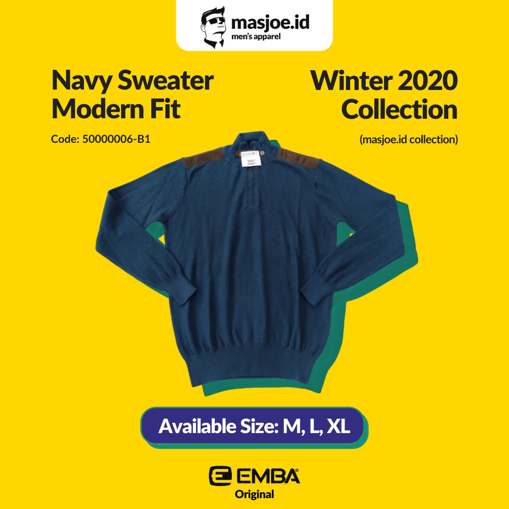 Jaket Sweater Pria EMBA Original - Navy Sweater Modern Fit