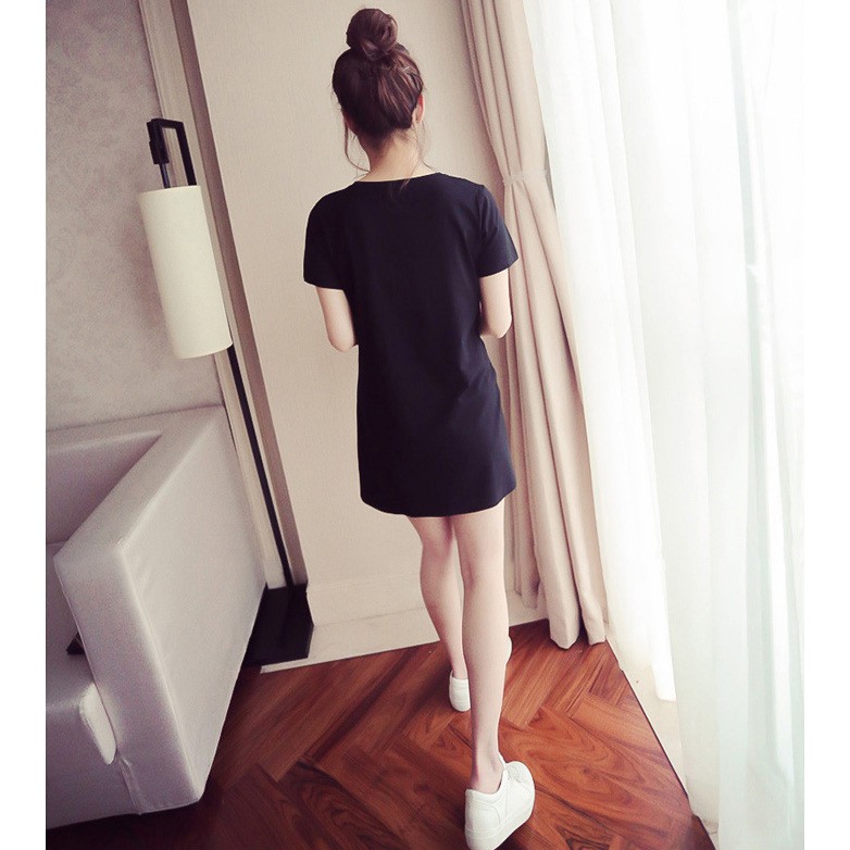 T-shirt Big Size Rok Dress Korean Style Rok Casual Santai Leher Bulat Rok Longgar Cantik Adem Nyaman