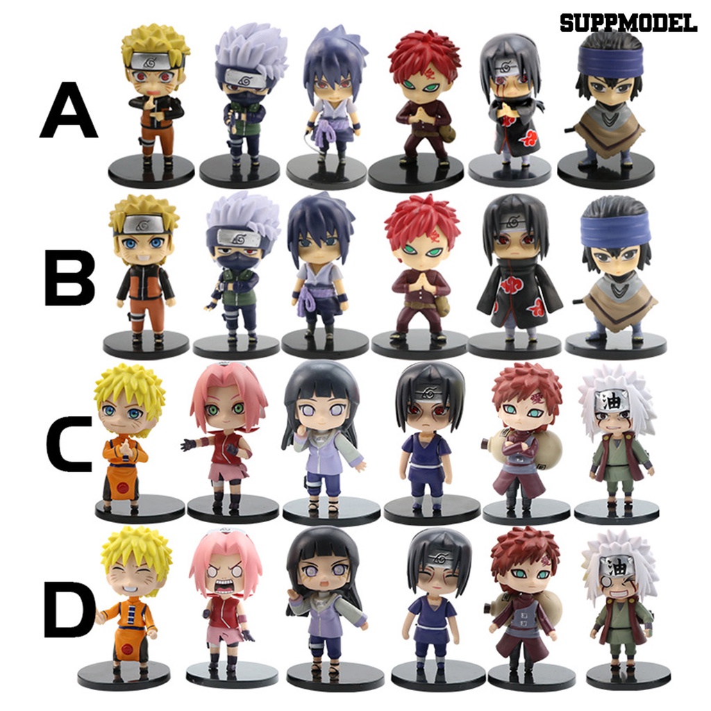 6pcs / Set Mainan Action Figure Model Kartun Anime Naruto Untuk Dekorasi Meja / Mobil / Rumah