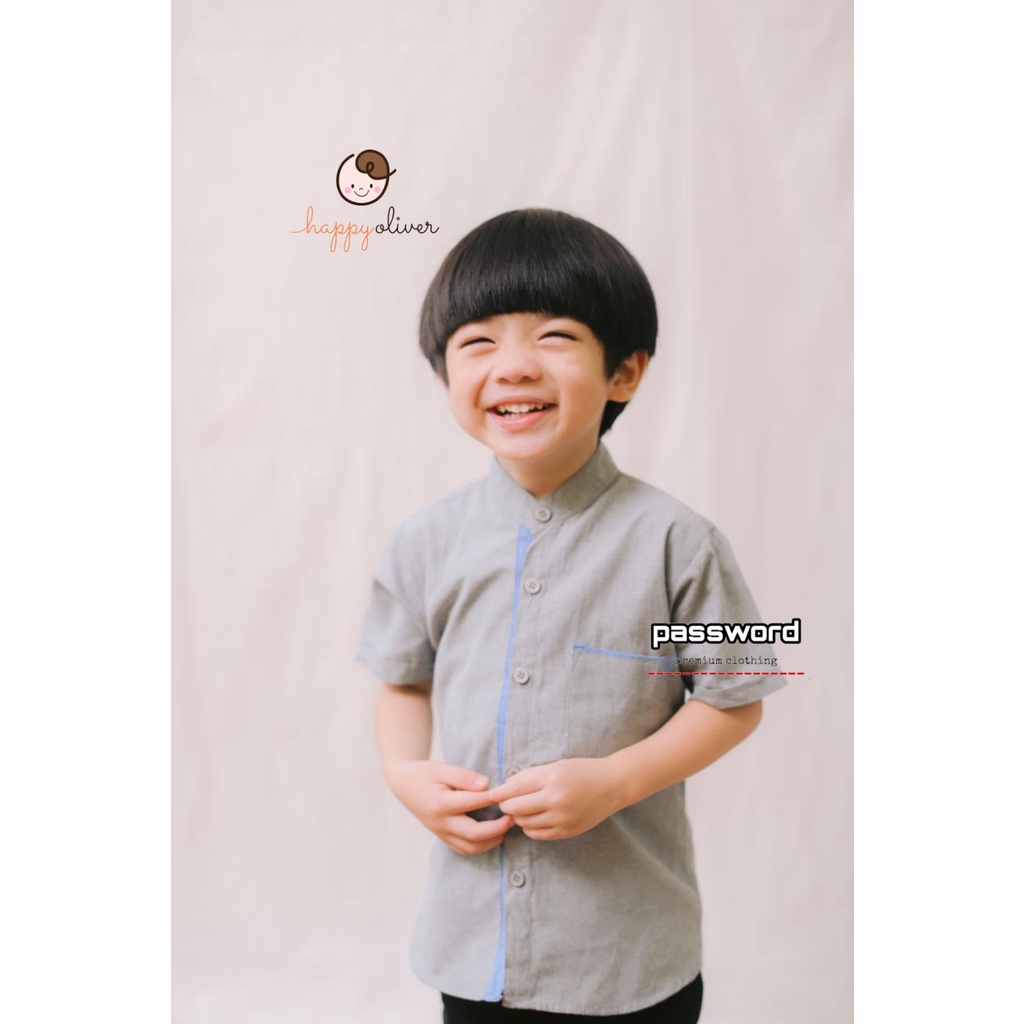 HappyOliver PASSWORD ATASAN KEMEJA LEON Baju Anak Laki Bahan Oxford 1-7 Tahun Baju Anak BerKualitas