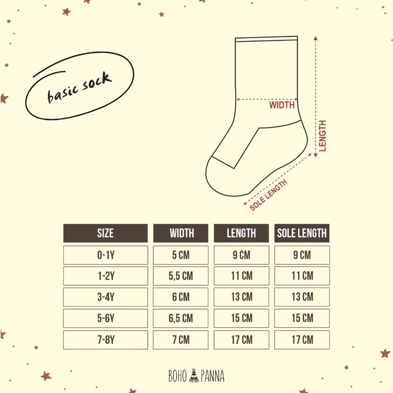 BASIC SOCKS BOHOPANNA / KAOS KAKI ANAK/ panna socks