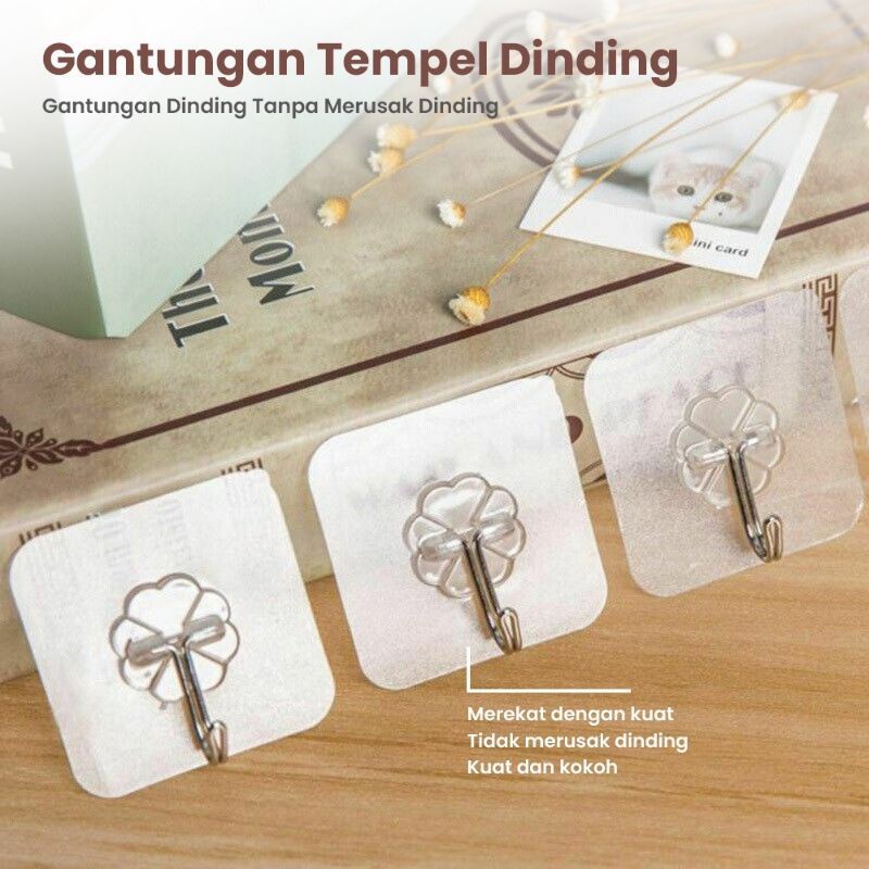 Harga per 1 pc TRANSPARAN / BENING Gantungan Hook tempel