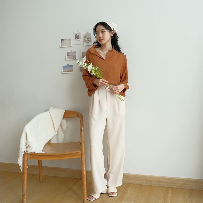 Derra Pants - Celana High Waist - Celana Panjang Kantor Wanita - Celana Korea Wanita - Celana Formal / Casual