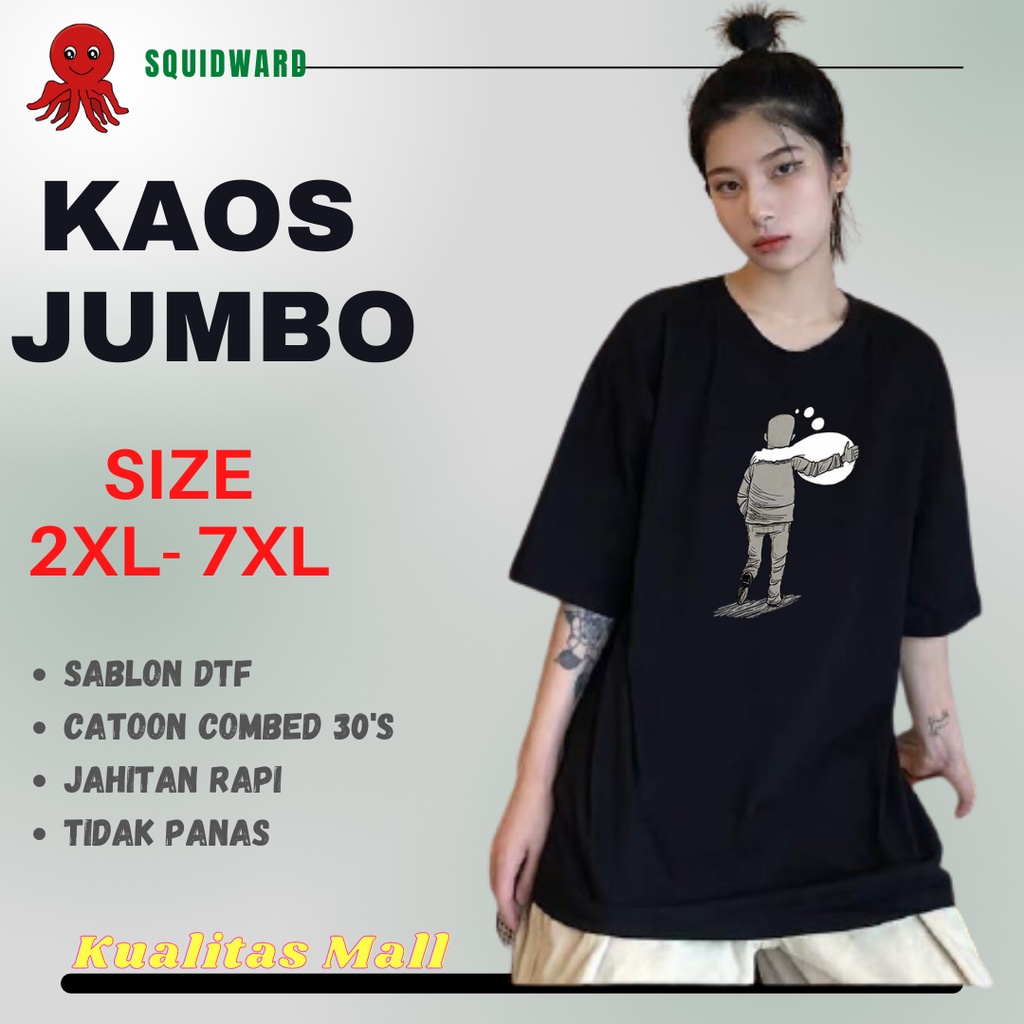 Kaos Jumbo Oversize  Unisex Cotton Combed T Shirt Oversized Pria Wanita Korea Baju Atasan Kaos T-Shi