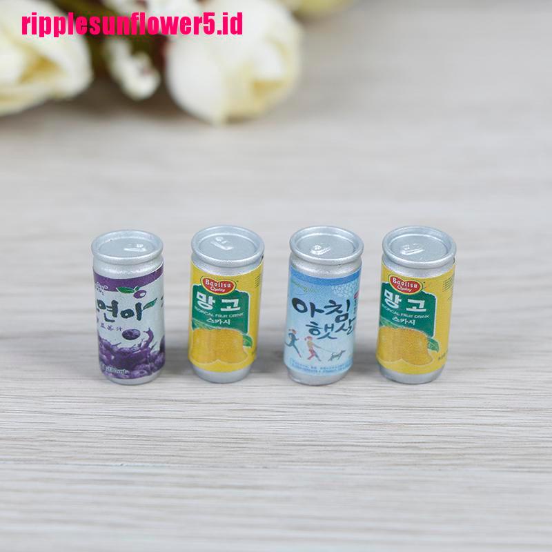 4pcs Miniatur Kaleng Minuman Skala 1: 12 Untuk Aksesoris Dapur Rumah Boneka