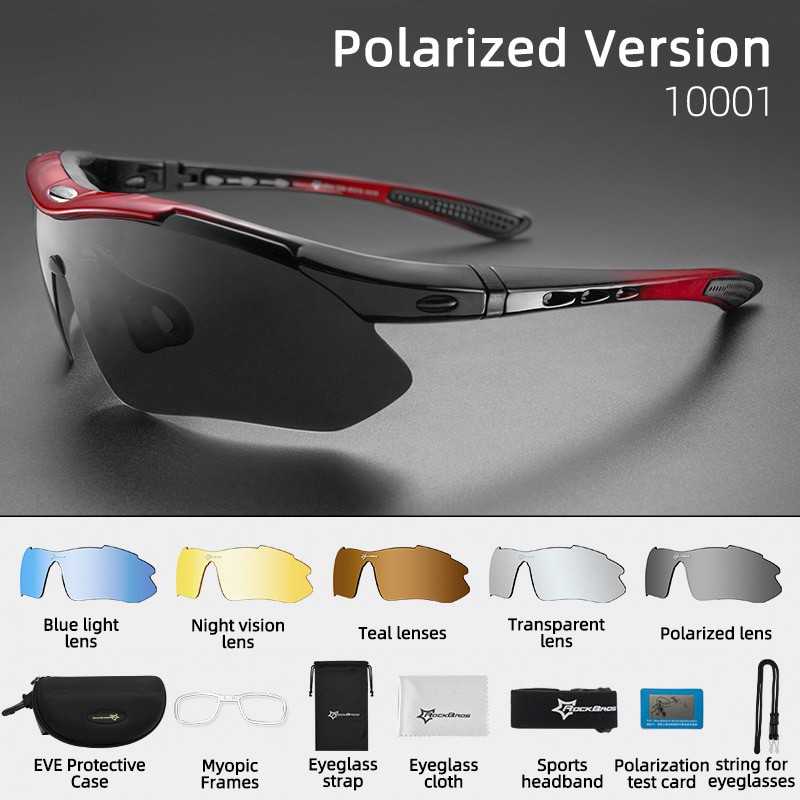 Original ROCKBROS 10001 Terpolarisasi untuk Pria Bersepeda Kacamata Merah Sepeda Polarized Gunung