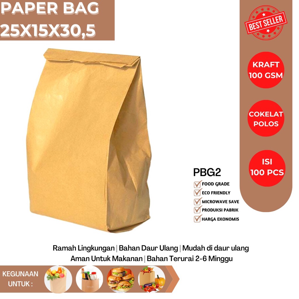 Paper Bag Roti Goodie Bag Tas Belanja  (PBG2-Size-25X15X30.5)