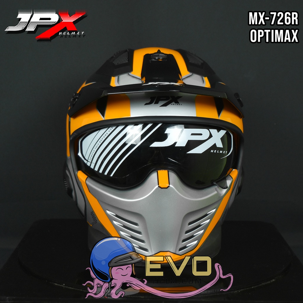 HELM JPX MX726R 07 OPTIMAX ORANGE MOTIF ROBOT JPX - ORIGINAL HELM JPX MX-726R R 07 OPTIMAX