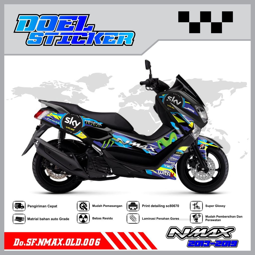 STICKER STRIPING NMAX OLD - STICKER STRIPING LIST VARIASI HOLOGRAM , CROME YAMAHA NMAX OLD DOEL 006