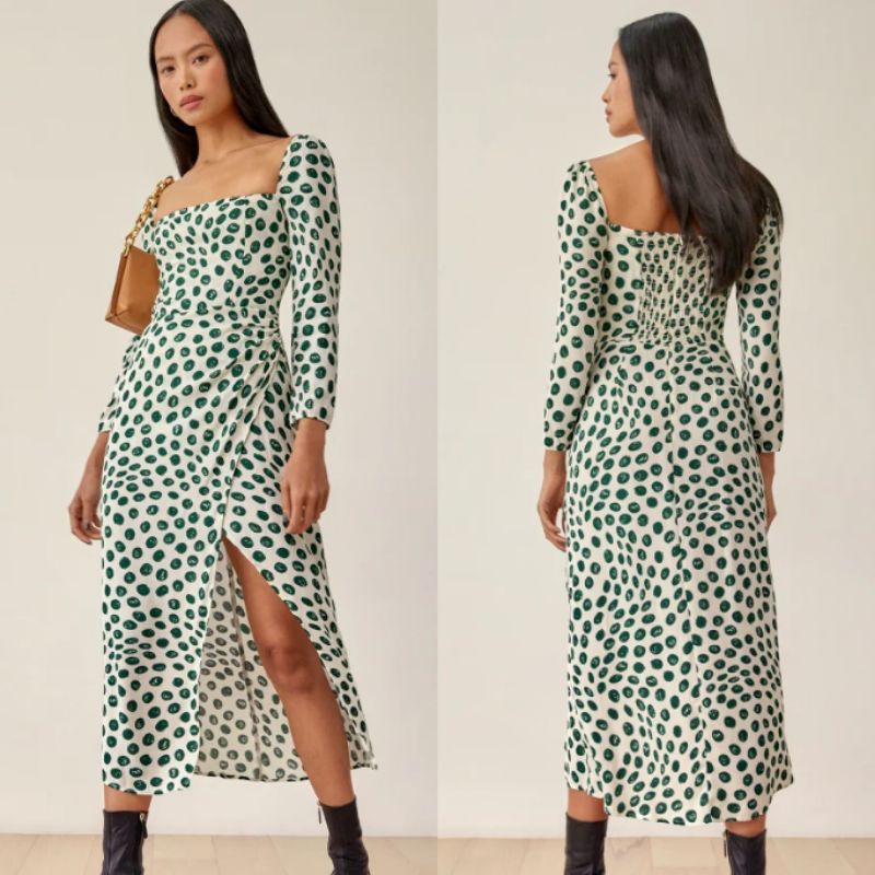 White Front Slit Midi Dress  65721 (SALE)