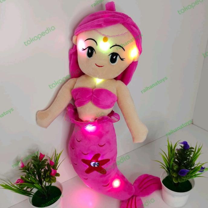 Mainan anak perempuan Boneka Putri Duyung lengkap dengan lampu LED dapat Menyala Lucu dan Imut