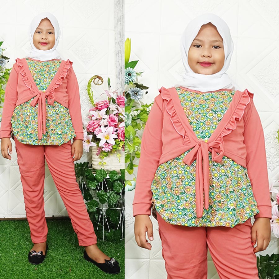 SETELAN CHIKA ANAK BAJU ROMPI DAN CELANA 6-12tahun CARLINA FASHION