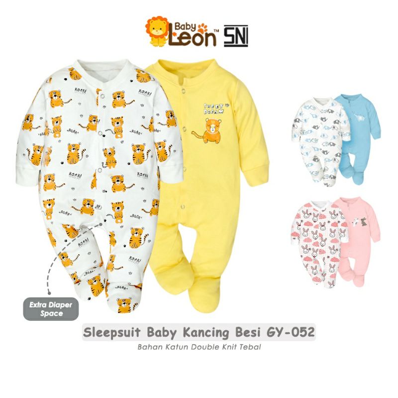 SNI BABY LEON Sleepsuit bayi 0-12 bulan jumper piyama baju lengan panjang tidur Bayi Laki-Laki Perempuan kaki tutup