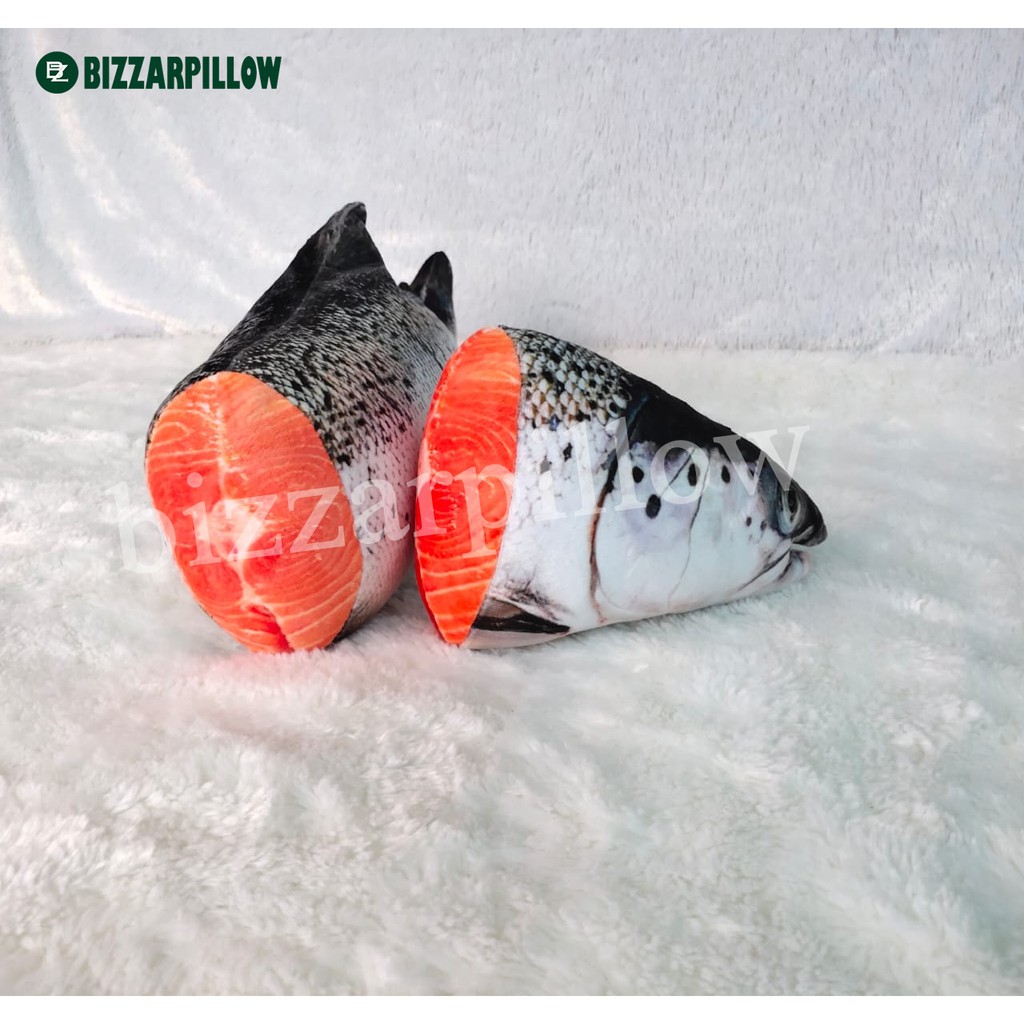 Bizzarpillow Bantal Ikan Salmon Potong size L BZ082