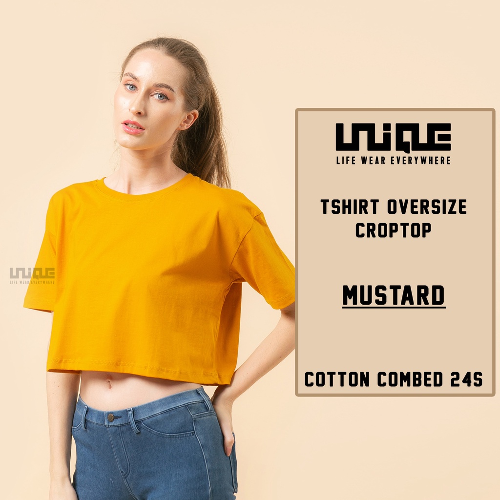 UNIQUE - (CropTop Series) Kaos Oversize Croptop Mustard