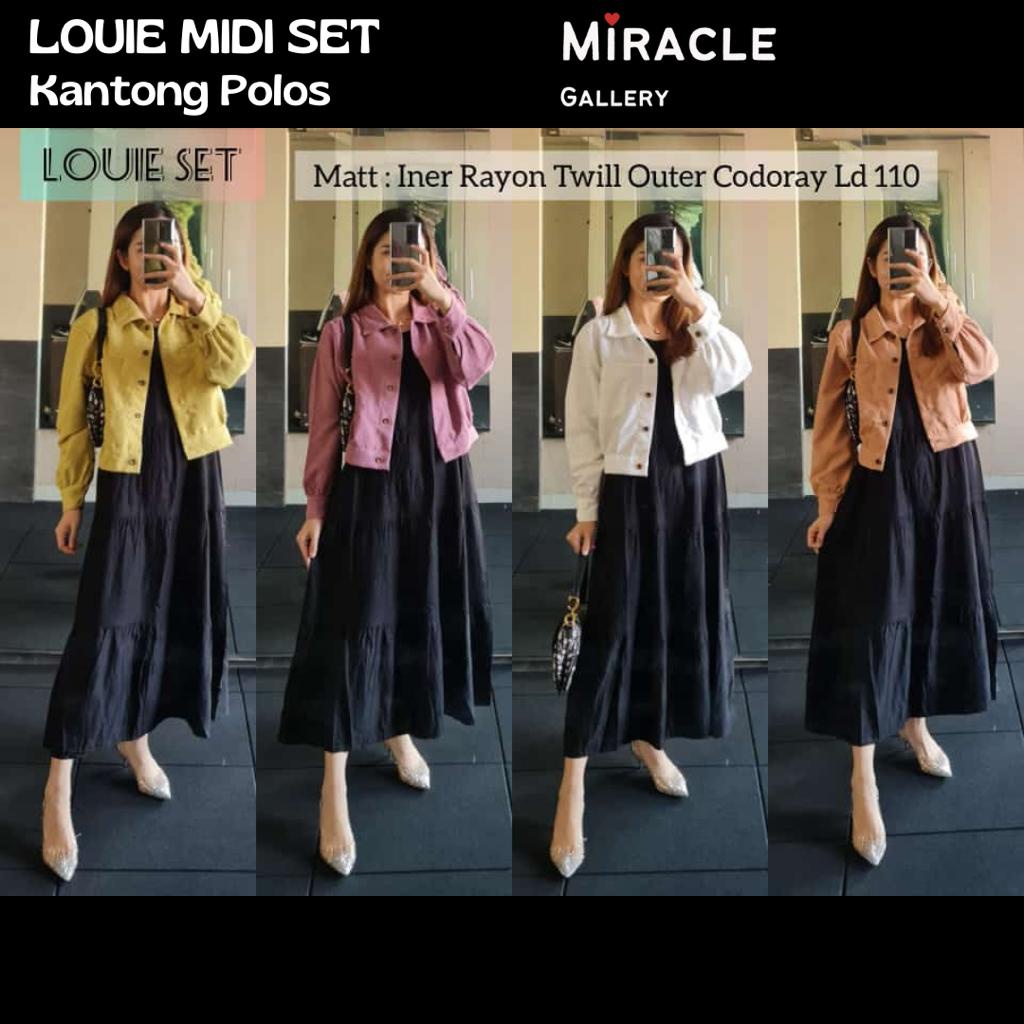 LOUIE MIDI SET 2IN1(KANTONG POLOS)-INER MIDI RAYON TWILL OUTER CODORAY/MIDI DRESS LOUIE SET