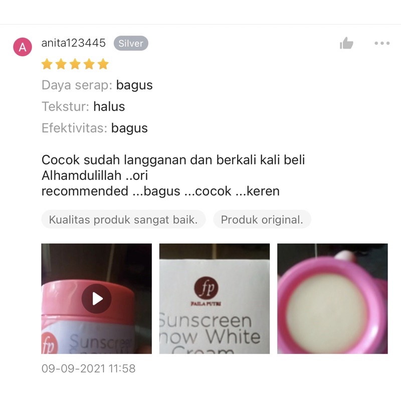 SUNSCREEN SNOW WHITE CREAM FAILA PUTRI BPOM - SUNSCREEN BEST SELLER FP - Sunblock padat FP Krim Siang