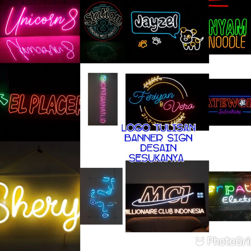Jual custom desain bebas sesukanya ukuran minimal 60x22cm neon 4d neon Box Bandung tulisan keren hur