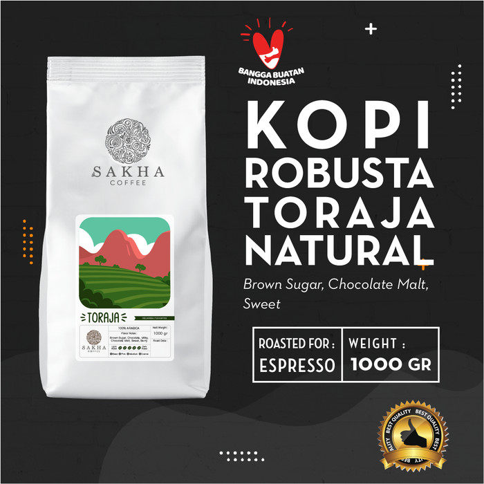 

Kopi Robusta Toraja Sapan Roasted For Espresso 1 Kg - SAKHA COFFEE - KRTOR1000
