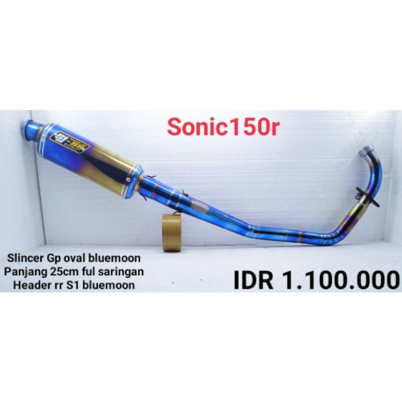 Knalpot Sonic Full Sistem Sj-88 Silencer GP Oval Bluemoon panjang 25cm  Full sarangan