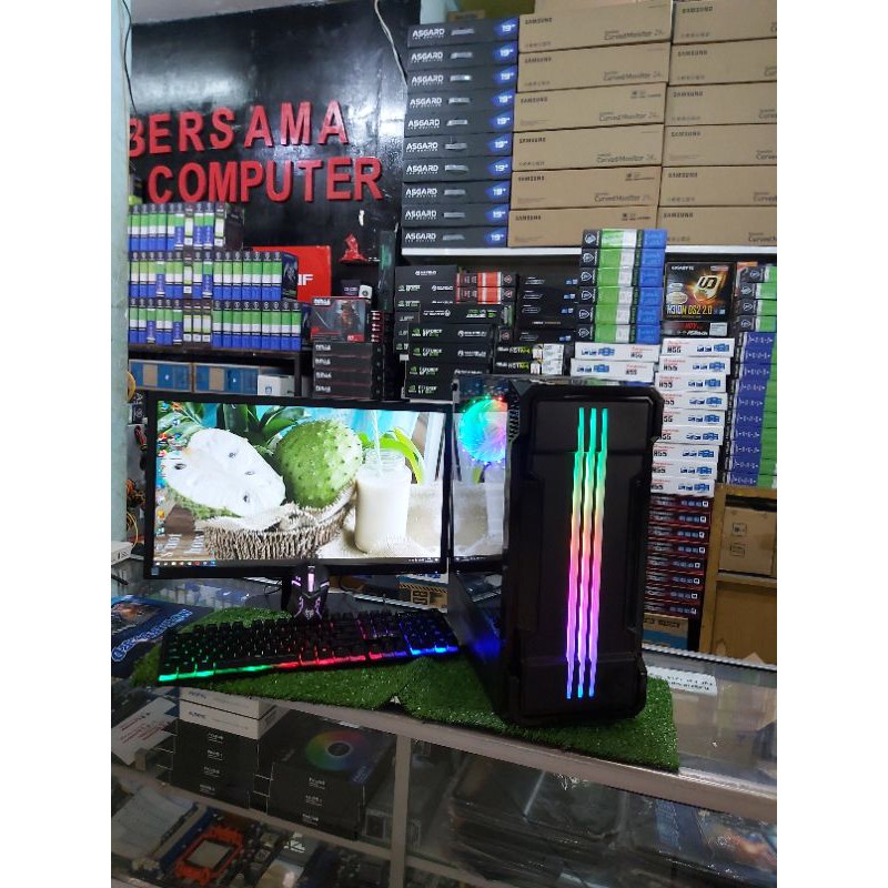 PC Gaming Editing i7 Ram 8 gb Ssd 120 gb vga 2gb  monitor 23 inc siap pakai full set