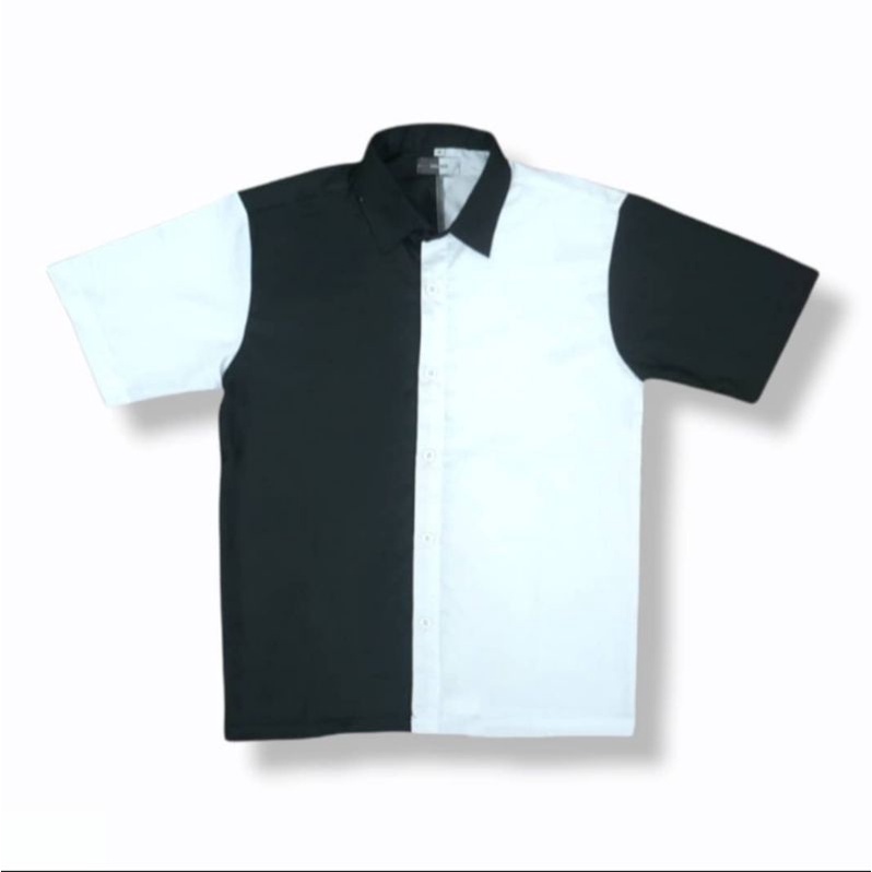 Kemeja Pria Motif Kombinasi Hitam & Putih