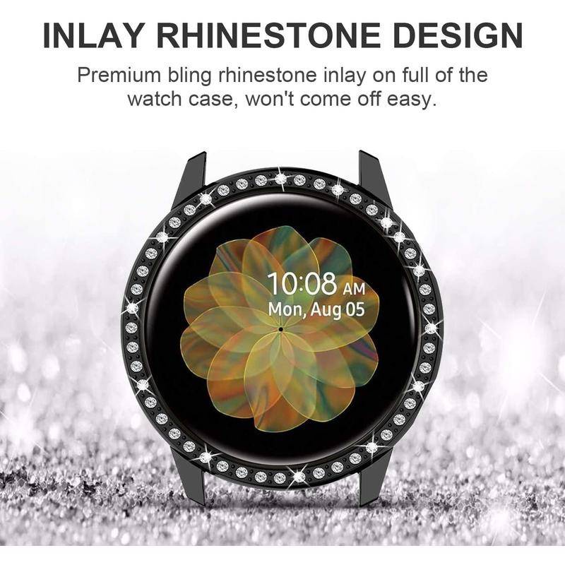 Casing Pelindung Layar Bahan PC Hias Berlian Tipis Untuk Samsung Galaxy Watch Active Bumper