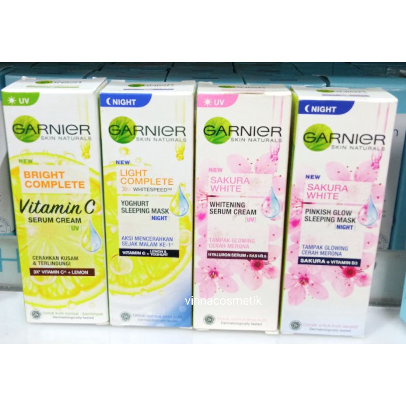 Garnier Light Complete Cream &amp; Garnier Sakura Cream  Whitening Isi 20ml Original 100%