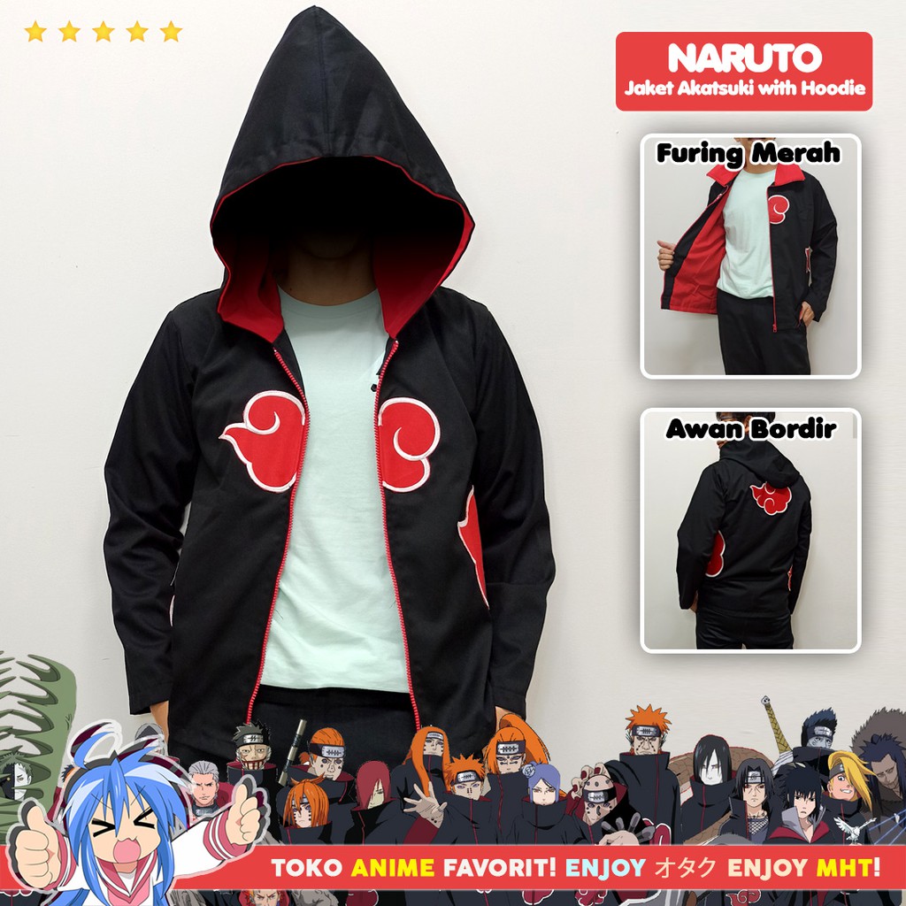 Jaket Hoodie Anime Naruto Akatsuki Itachi Pein Deidara Tobi Sasori Konan Hidan Zetsu Kisame