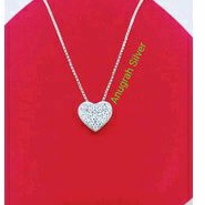 Kalung italy+liontin tusuk love remaja/dewasa mata diamond perak asli 925/Silver lapisan emas putih!