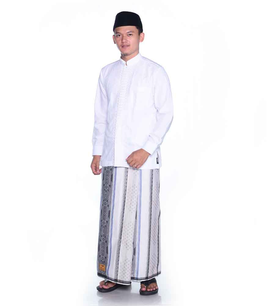 Sarung ATLAS Idaman 580 Jacquard Classic Putih Abu