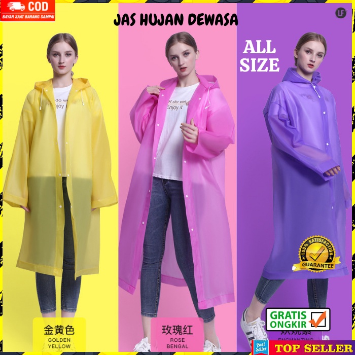 Jas Hujan Polos Wanita Korea Dewasa Mantel Pria Terusan Kekinian Raincoat Ponco Girl NEW